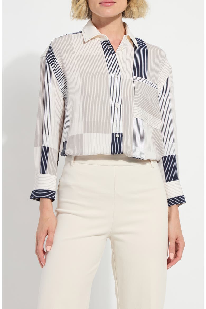 Jessica Stripe Button-up Shirt, Alternate, color, OSLO STRIPE COLLAGE