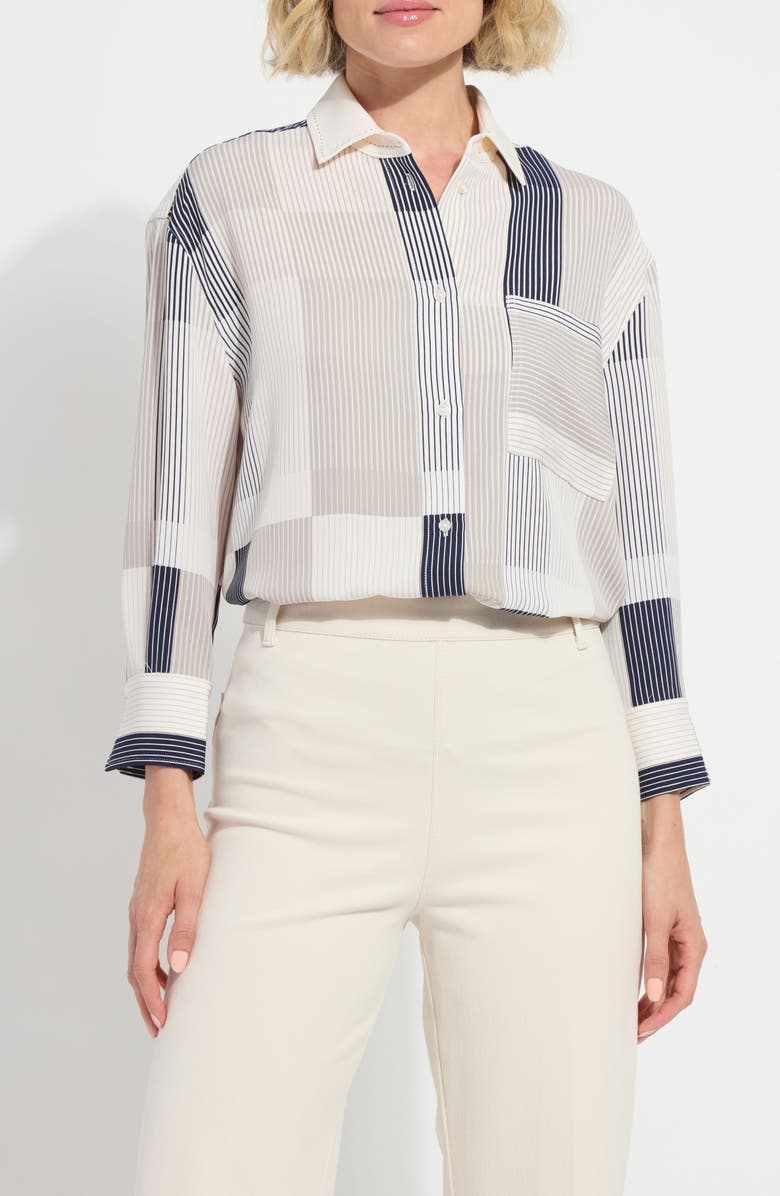 Lysse Jessica Stripe Button-up Shirt, Alternate, color, Oslo Stripe Collage