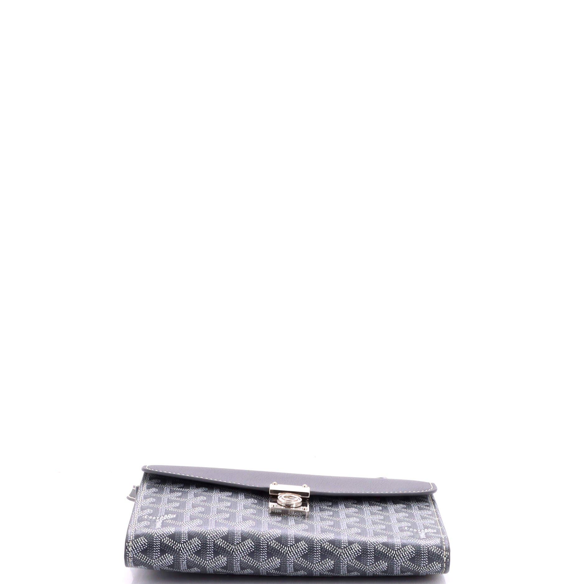 Pre-Owned Goyard Chypre Wallet on Strap Coated Canvas with Leather, Alternate, color, Gray