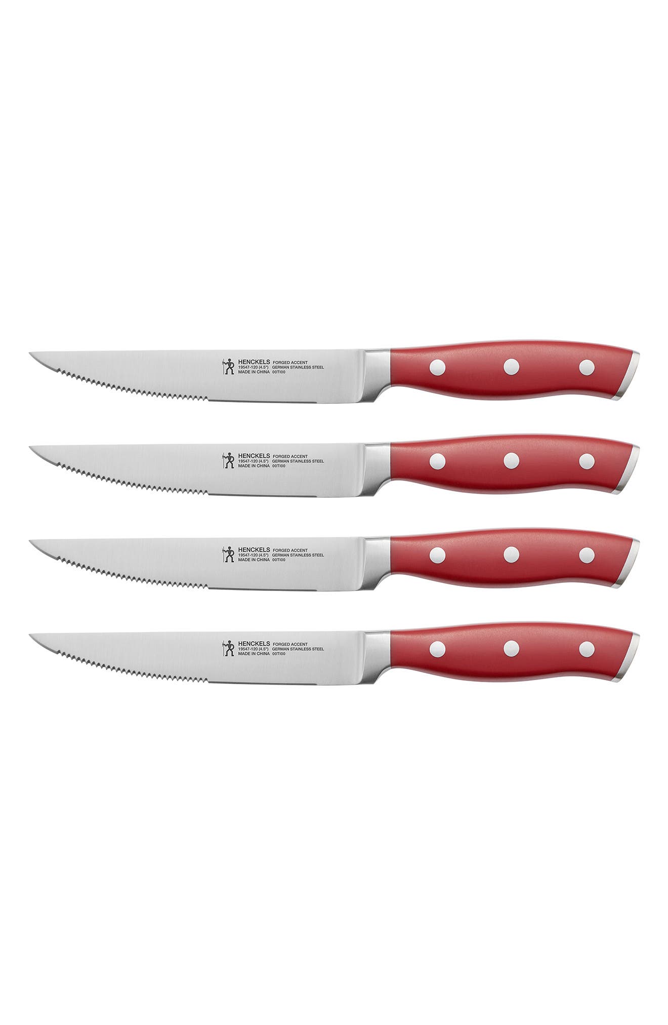 HENCKELS CUTLERY International Forged Accent 4-Piece Steak Knife Set - Red
