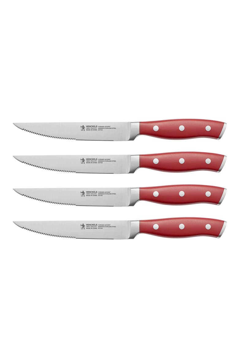 International Forged Accent 4-Piece Steak Knife Set - Red, Main, color, RED