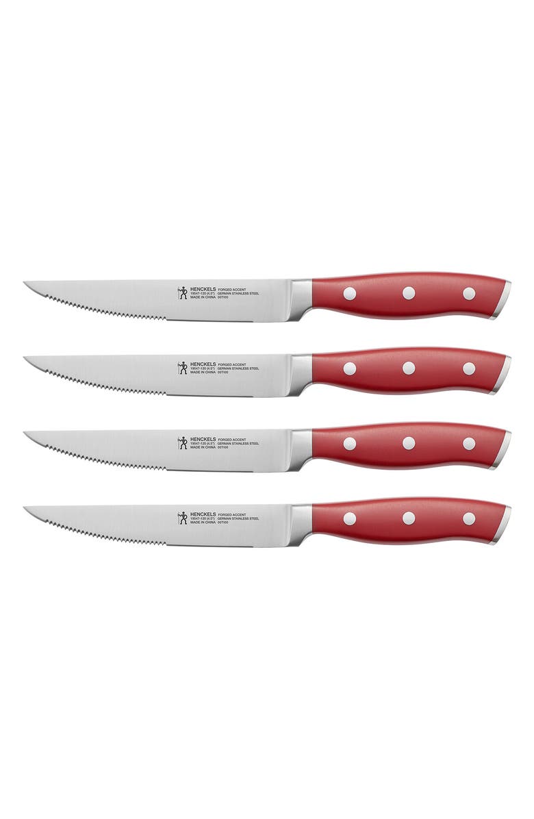 HENCKELS CUTLERY International Forged Accent 4-Piece Steak Knife Set - Red, Main, color, Red