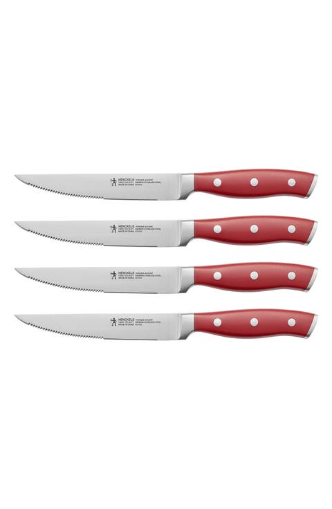 International Forged Accent 4-Piece Steak Knife Set - Red