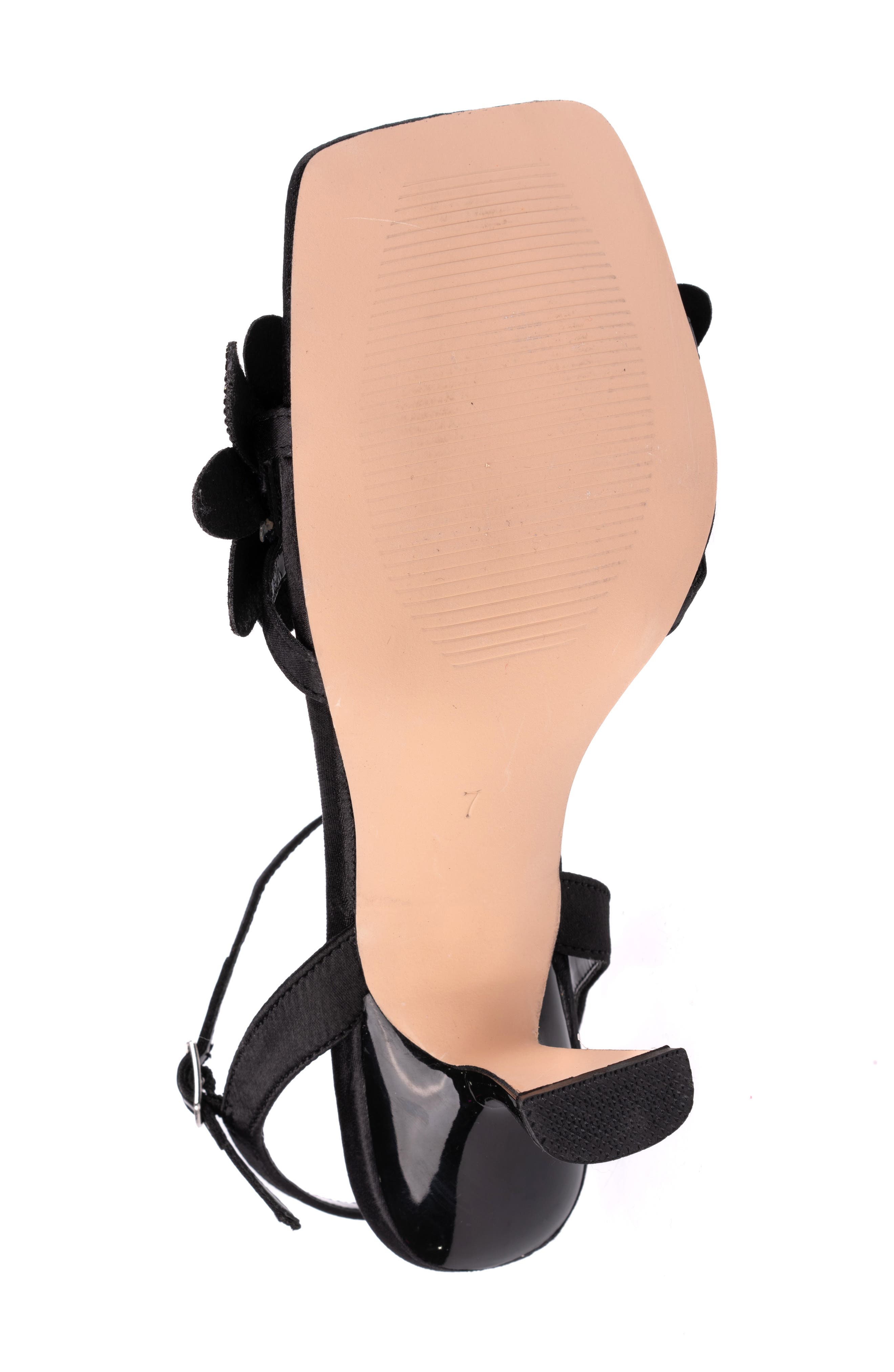 LADY COUTURE Lust Floral Ankle Strap Sandal, Alternate, color, Black