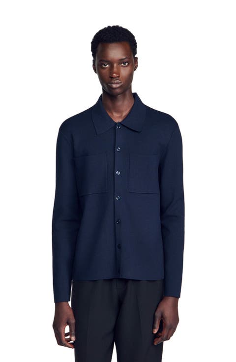 Knitted shirt jacket