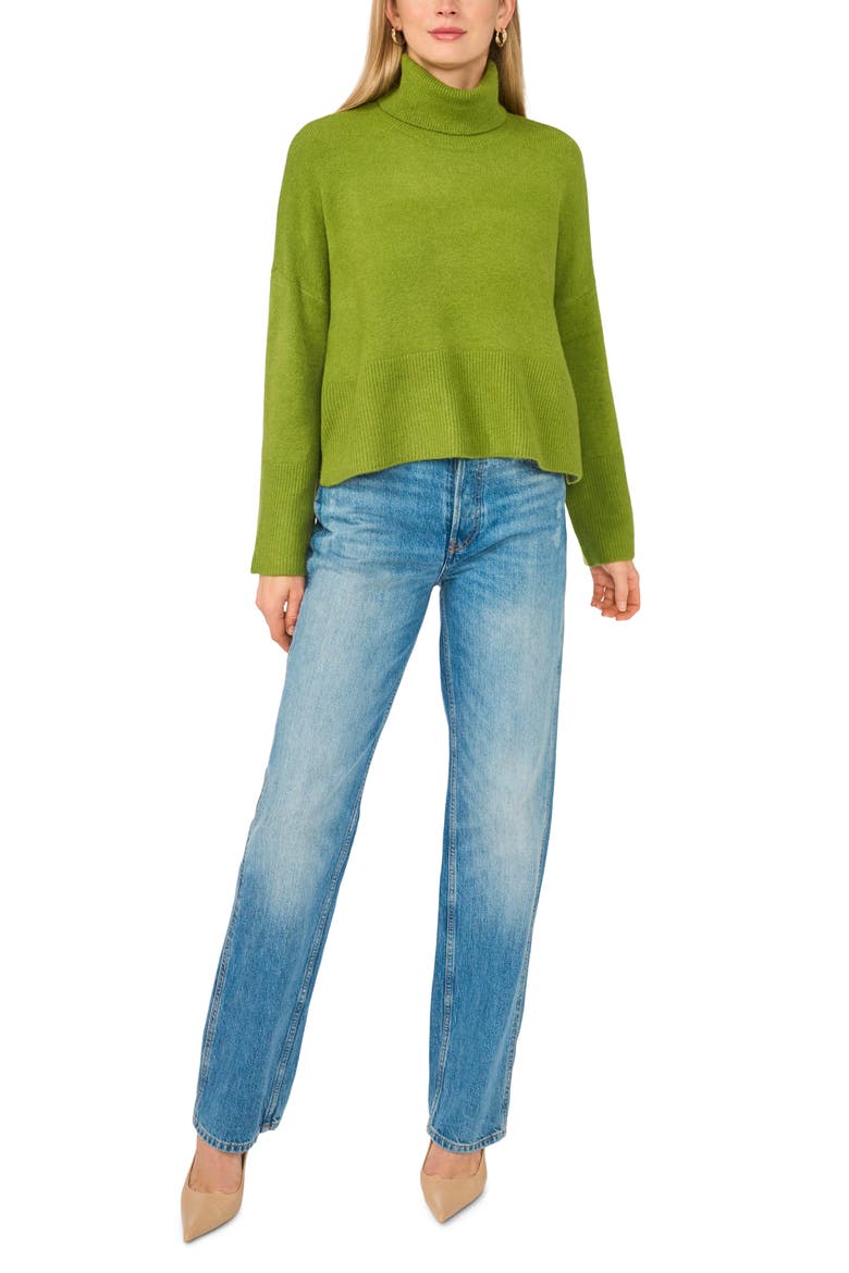 Turtleneck Crop Sweater, Alternate, color, KELP FOREST