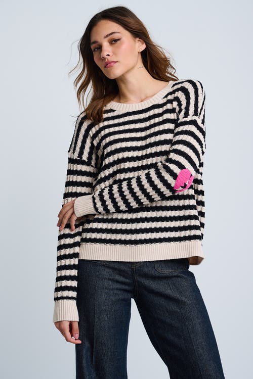 Lisa Todd Heart Cotton Cashmere Striped Sweater In Gray