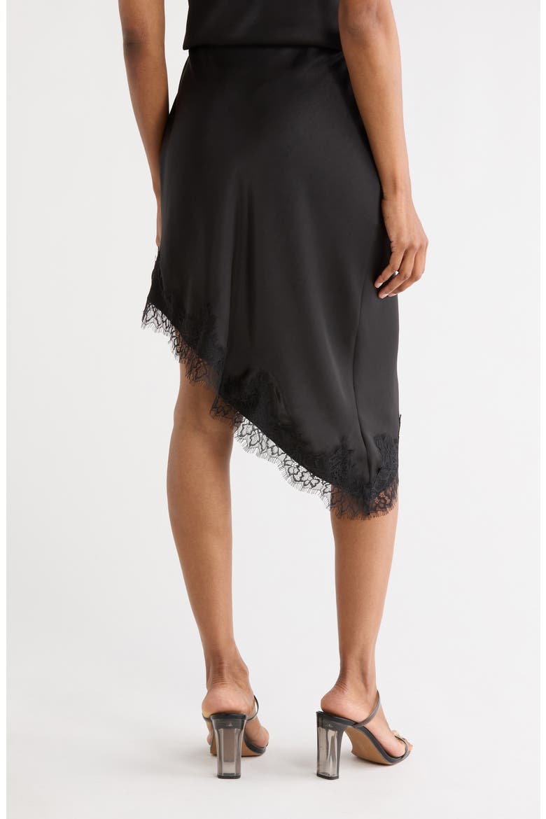 Asymetric Lace Trim Skirt, Alternate, color, BLACK