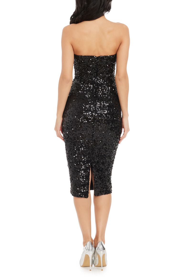 Shailene Sequin Strapless Cocktail Dress, Alternate, color, BLACK