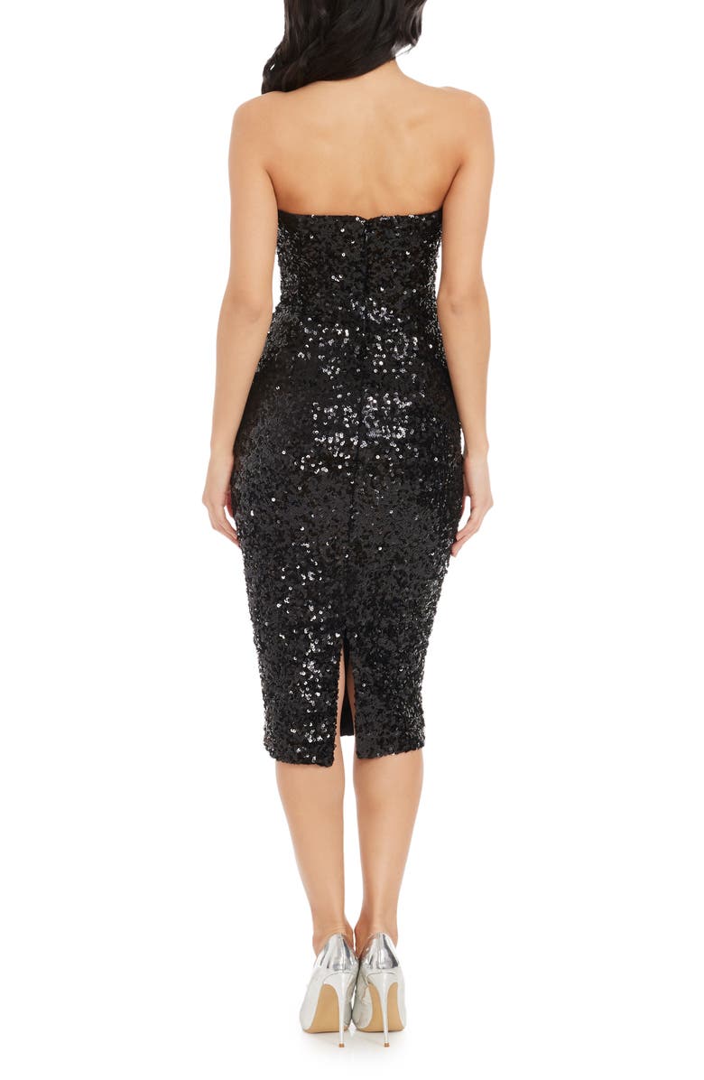 Dress the Population Shailene Sequin Strapless Cocktail Dress, Alternate, color, Black