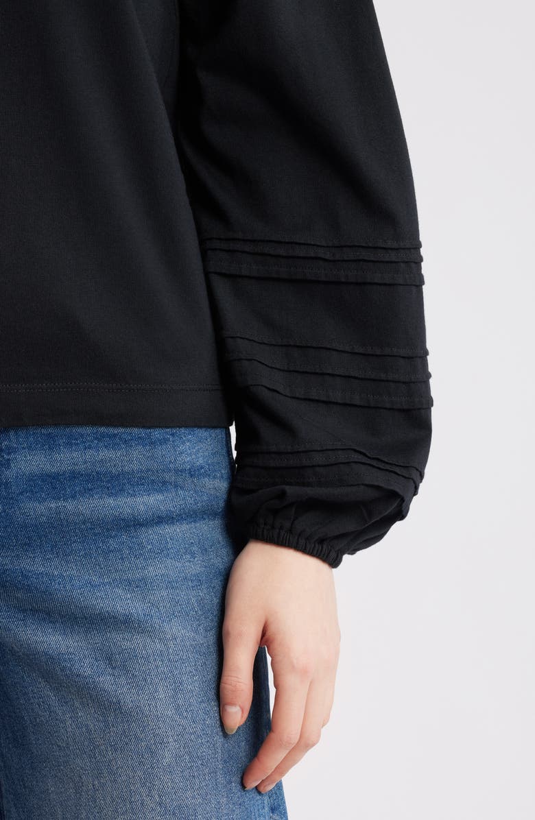 PAIGE Cyrano Pintuck Jersey Top, Alternate, color, Black