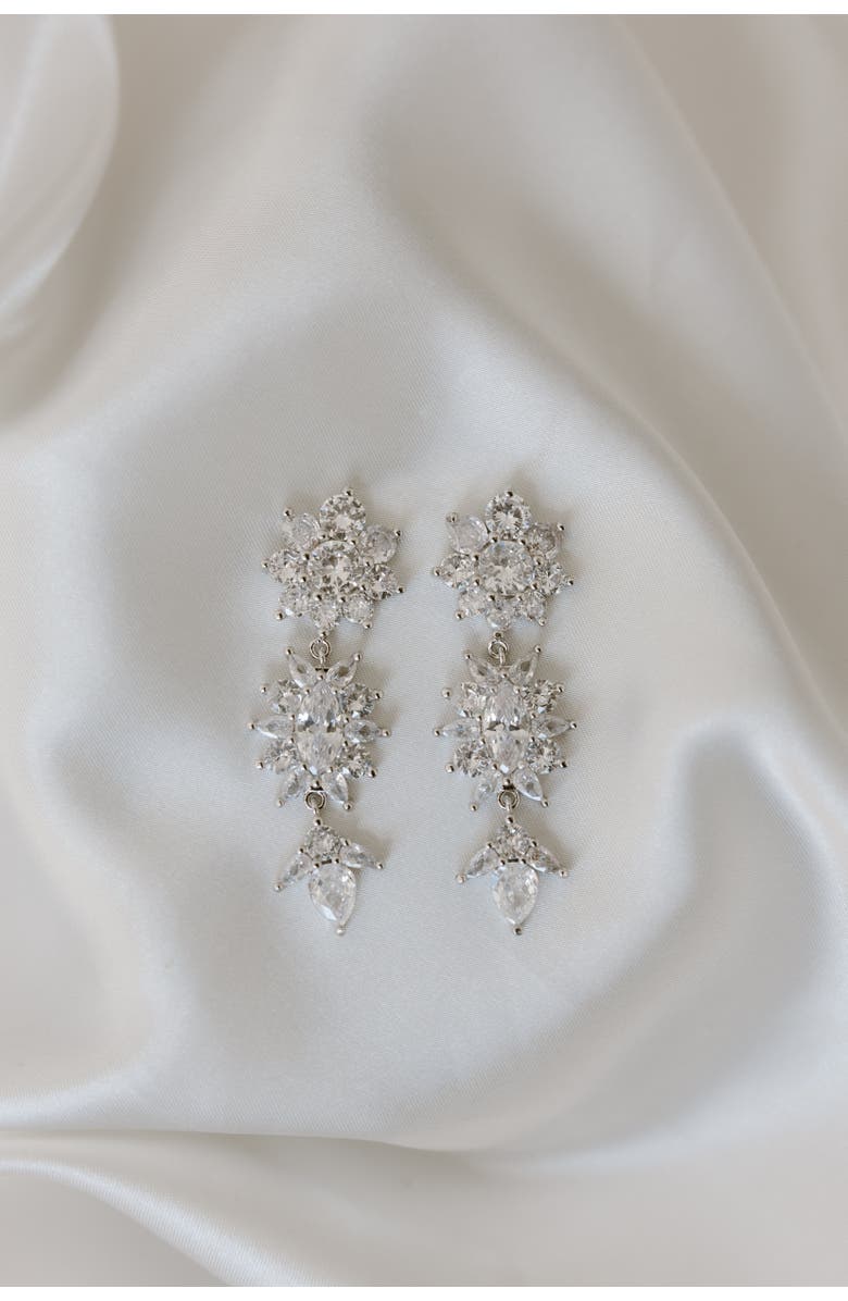 Untamed Petals Keepsake Crystal Drop Earrings, Alternate, color, Silver