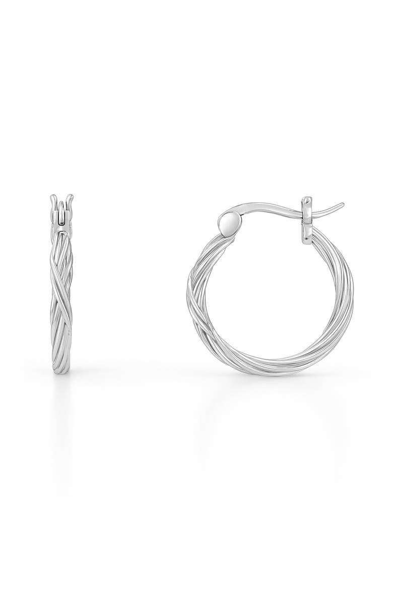 Donatello Gian Sterling Sterling Braided Hoop Earrings, Main, color, Silver