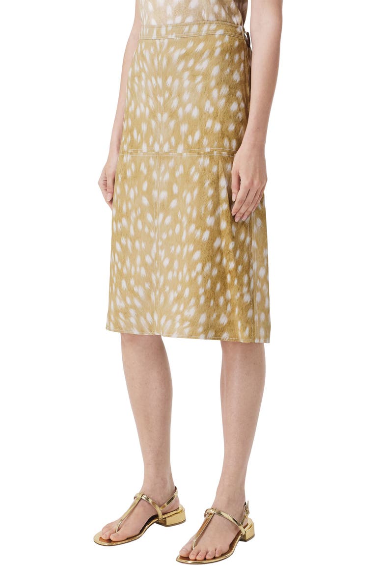 Burberry Alisa Deer Print Stretch Silk A-Line Skirt, Alternate, color, 