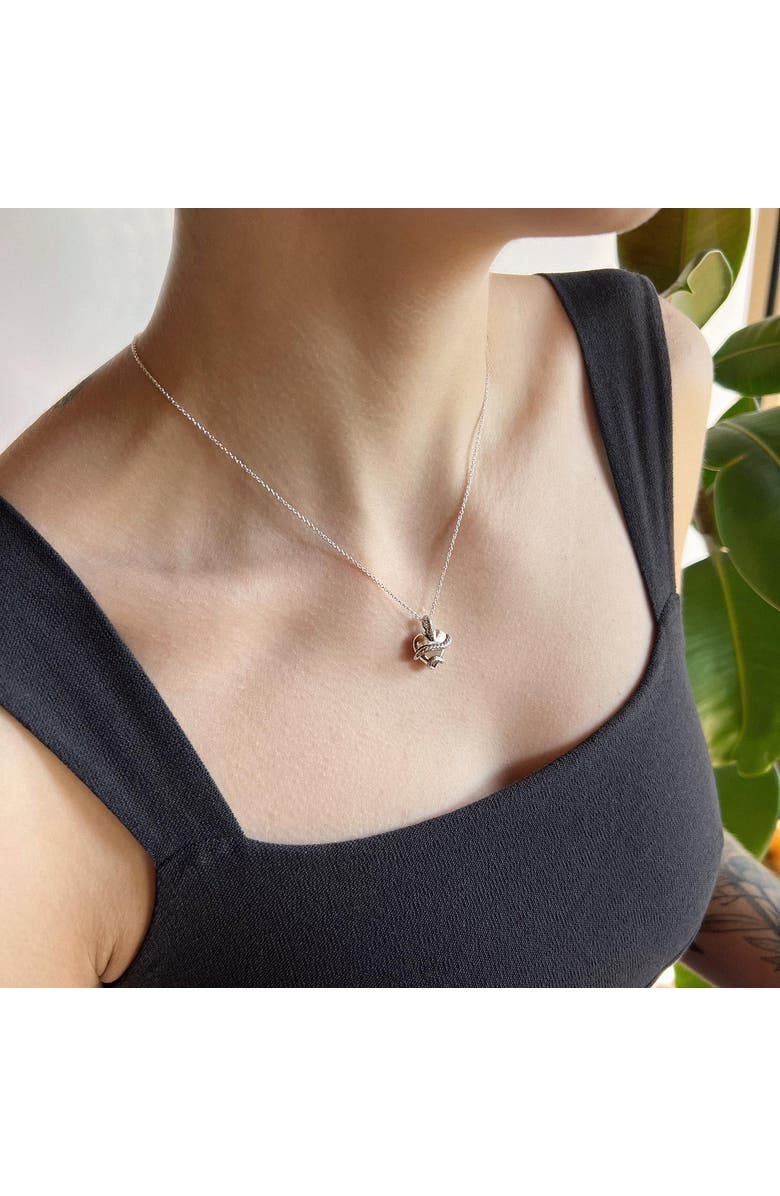 Astor & Orion Wise Heart Charm Necklace, Alternate, color, Silver