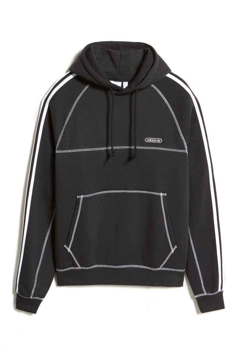 Men's Contrast Stitch Hoodie, Alternate, color, BLACK