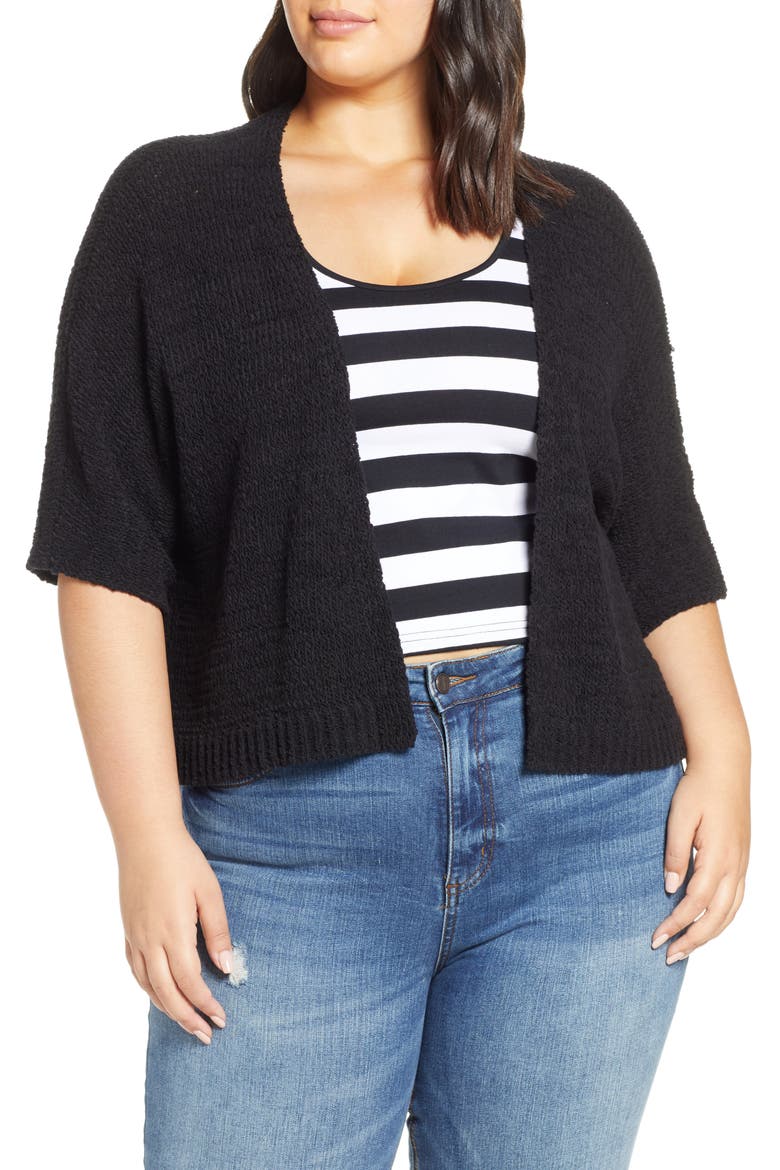 Open Crop Cardigan, Alternate, color, BLACK
