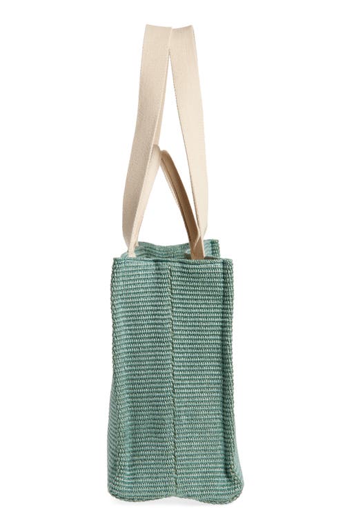 Marni Woven Logo Embroidered Small Tote Bag In Sea/green