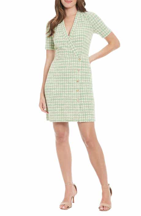 London Times Short Sleeve Bouclé Faux Wrap Dress