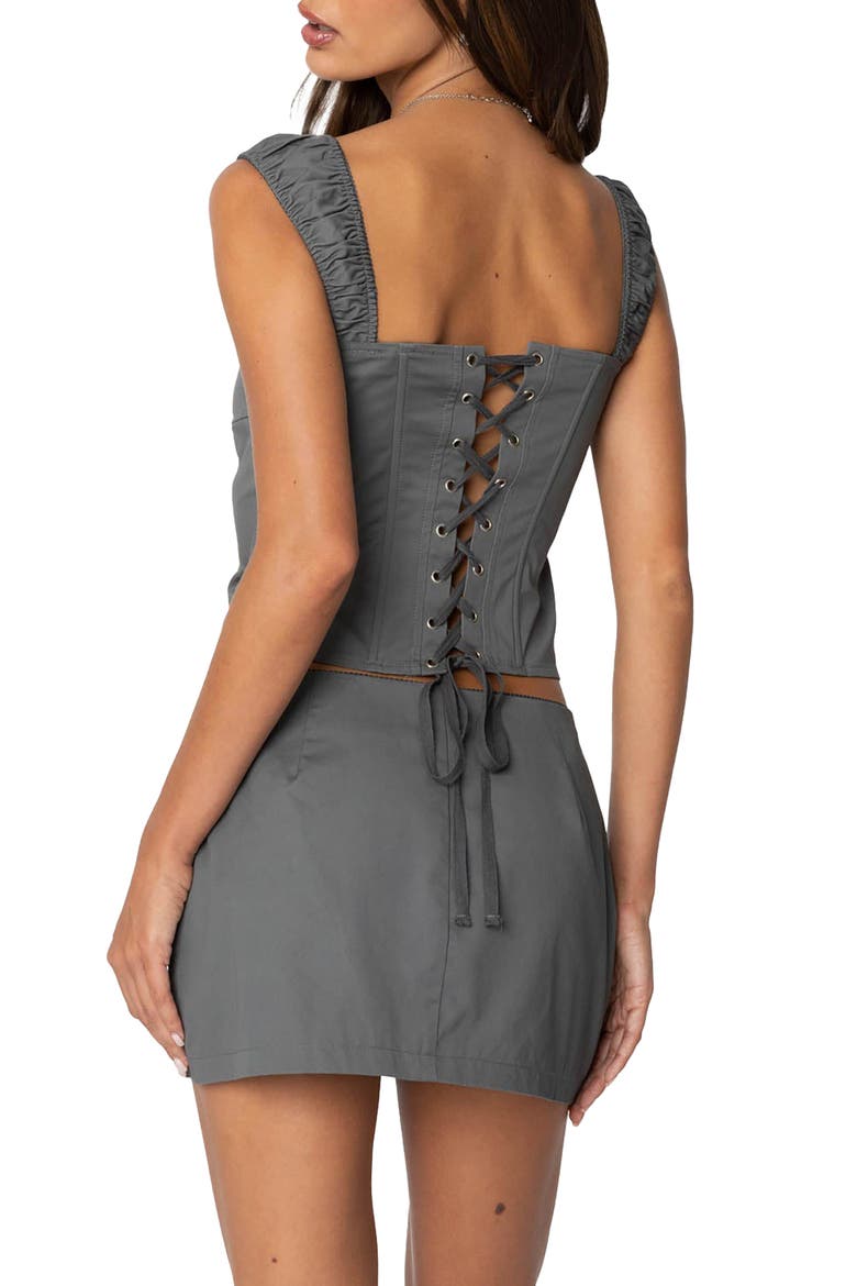 Adalyn Ruched Corset Top, Alternate, color, DARK-GRAY