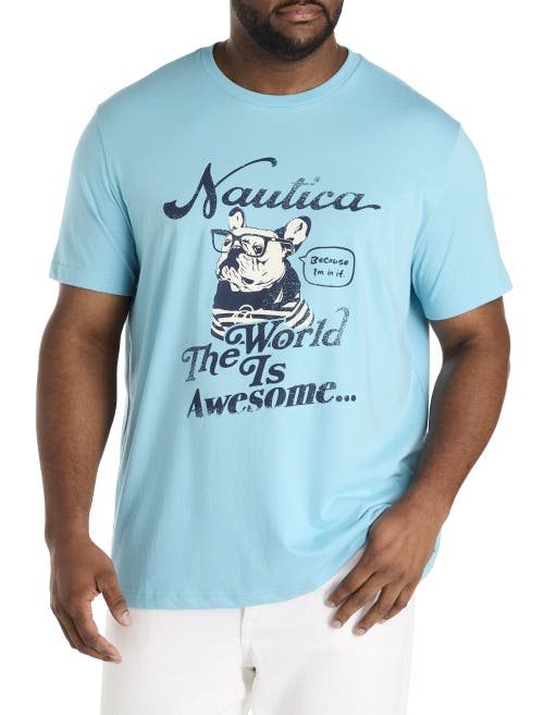 Nautica Big & Tall The World is Awesome Graphic Tee in Milky Blue 