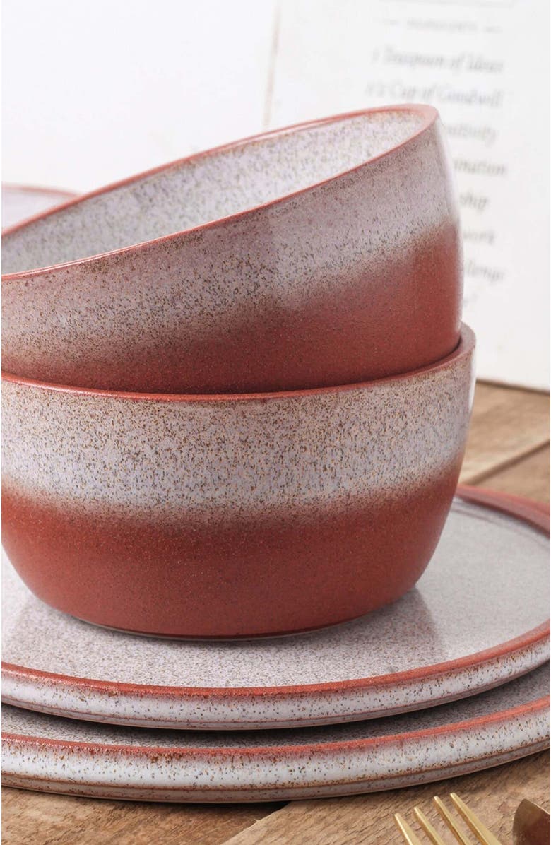 Stone Lain Vince Stoneware 16-Piece Dinnerware Set, Alternate, color, Red