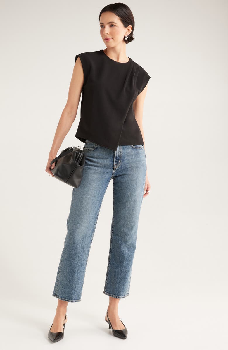 NORDSTROM RACK Pleated Asymmetric Top, Alternate, color,