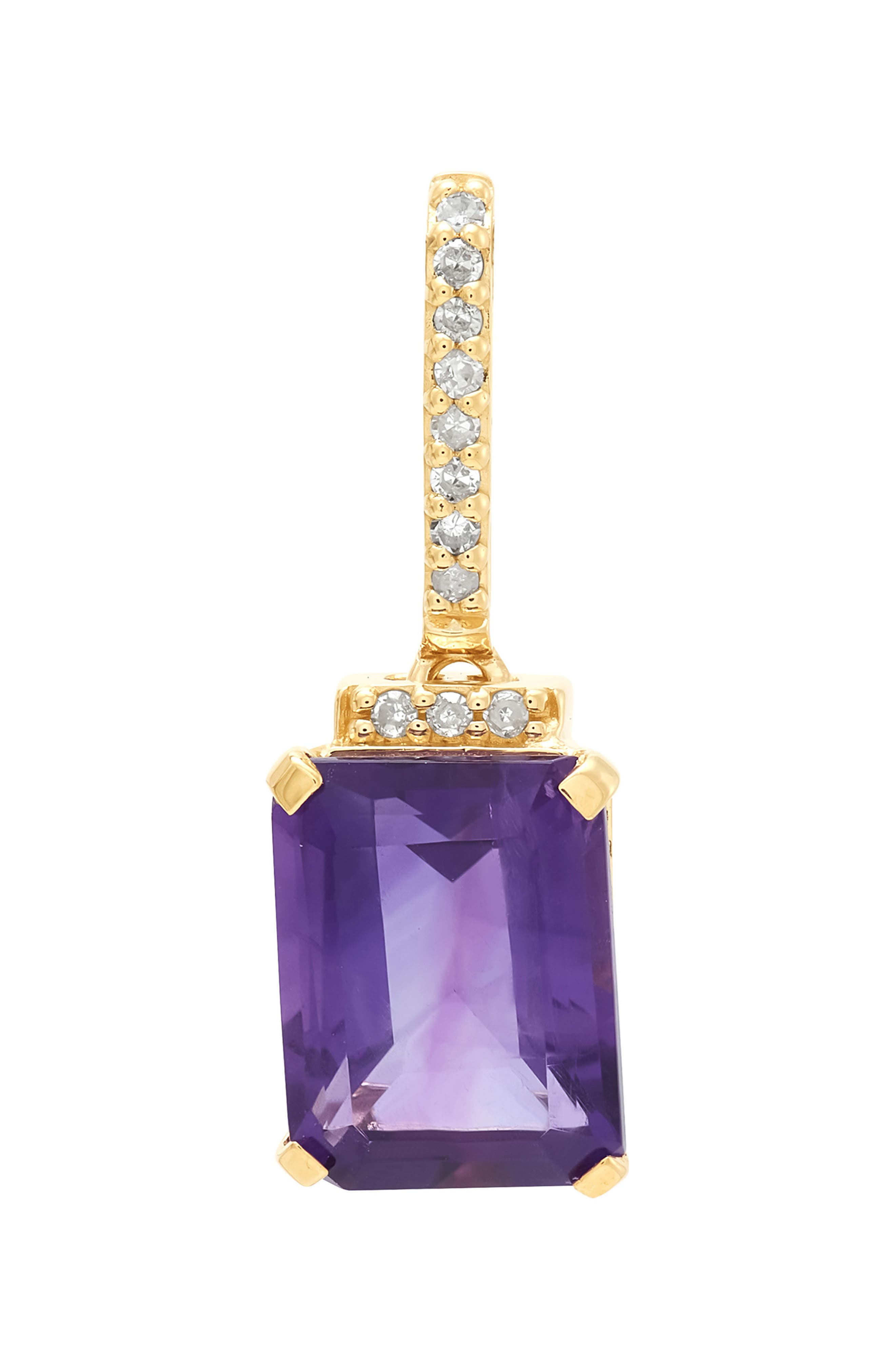 Frankie & Zoe 10K Yellow Gold Emerald Cut Amethyst & Diamond Pendant Necklace