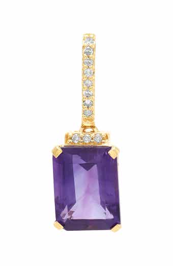 Frankie & Zoe 10K Yellow Gold Emerald Cut Amethyst & Diamond Pendant Necklace