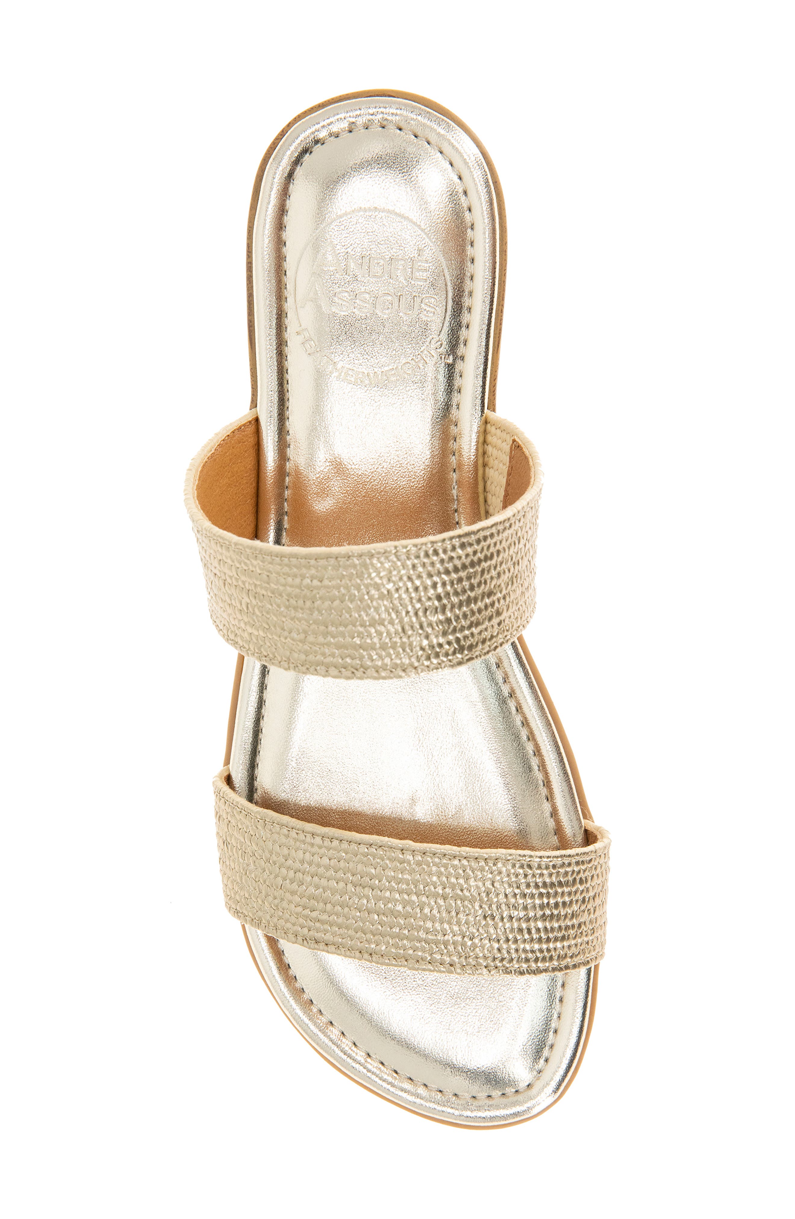 André Assous Nabila Flat Sandal, Alternate, color, Platino Raffia
