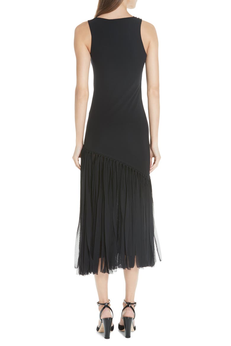 Tulle Fringe Midi Dress, Alternate, color, NERO