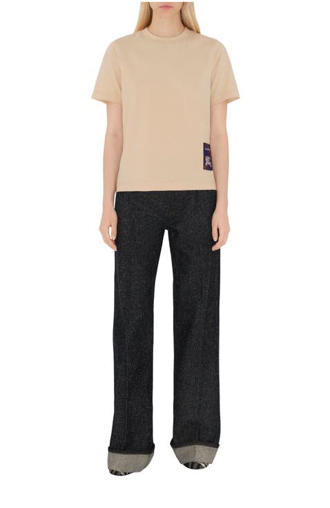 Check Label Cotton T-shirt
