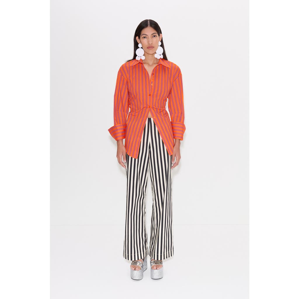 Simonmiller Pia Poplin Pant In Black/white Stripe