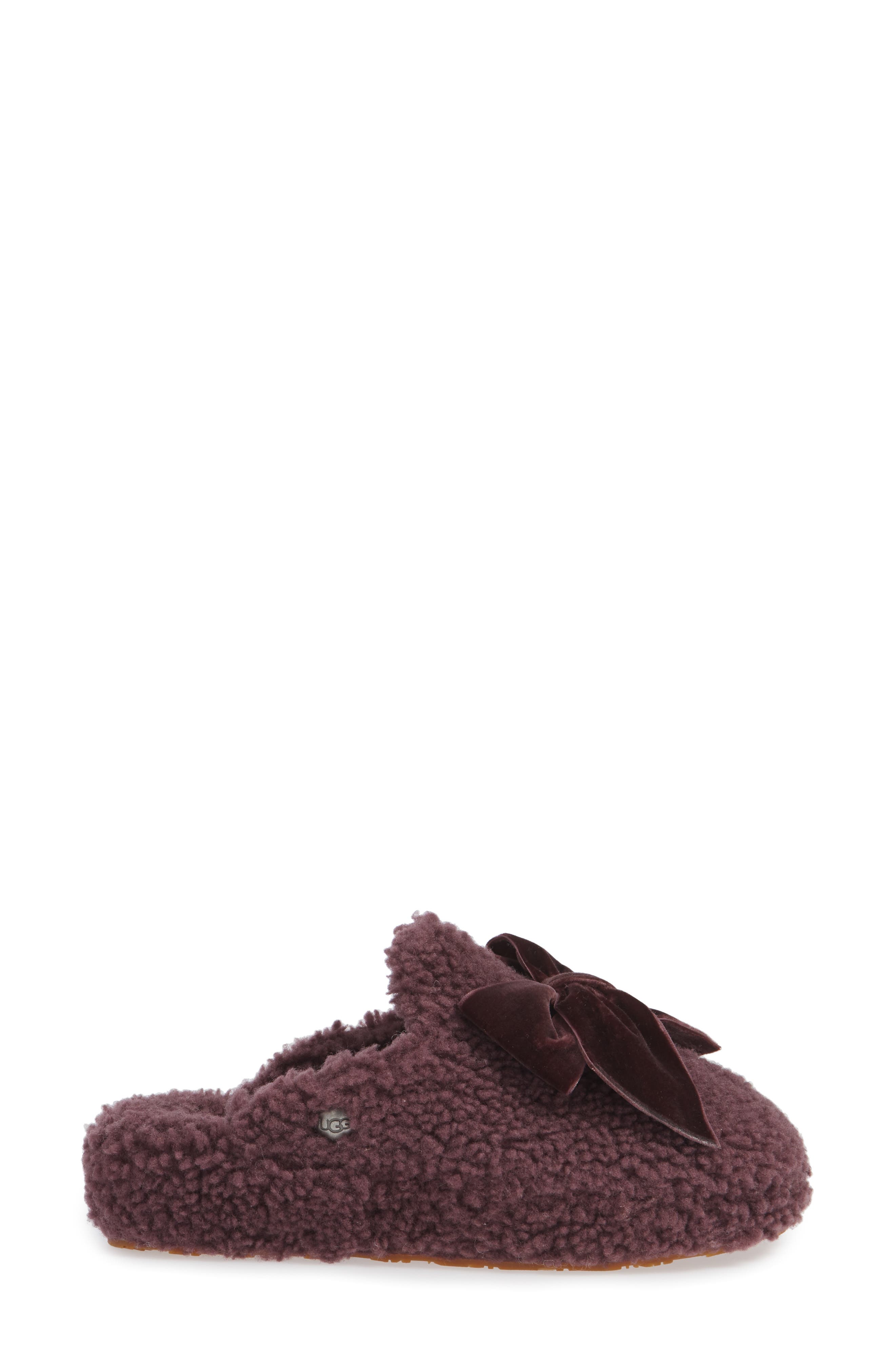 UGG<sup>®</sup> Addison Velvet Bow Genuine Shearling Slipper, Alternate, color, 