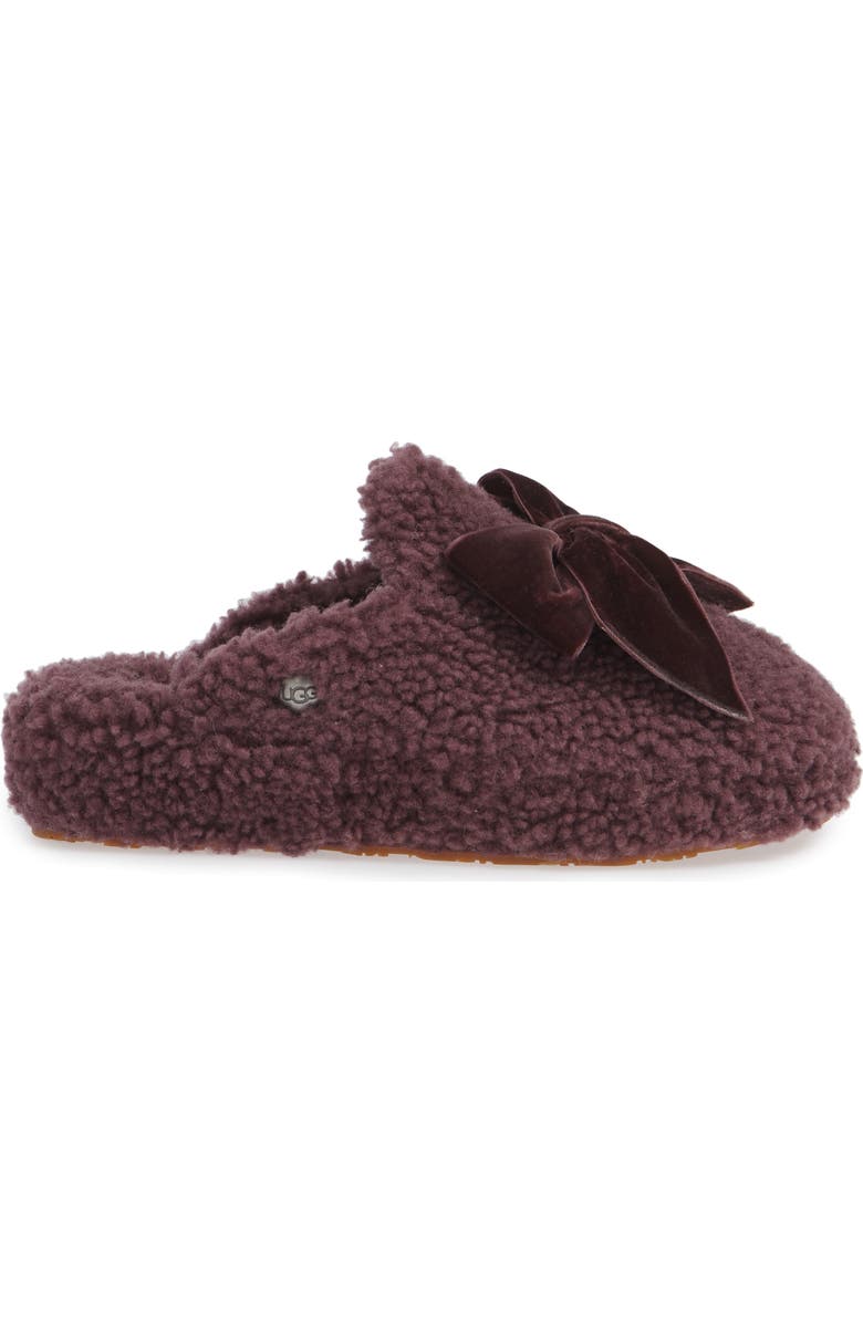 UGG<sup>®</sup> Addison Velvet Bow Genuine Shearling Slipper, Alternate, color,