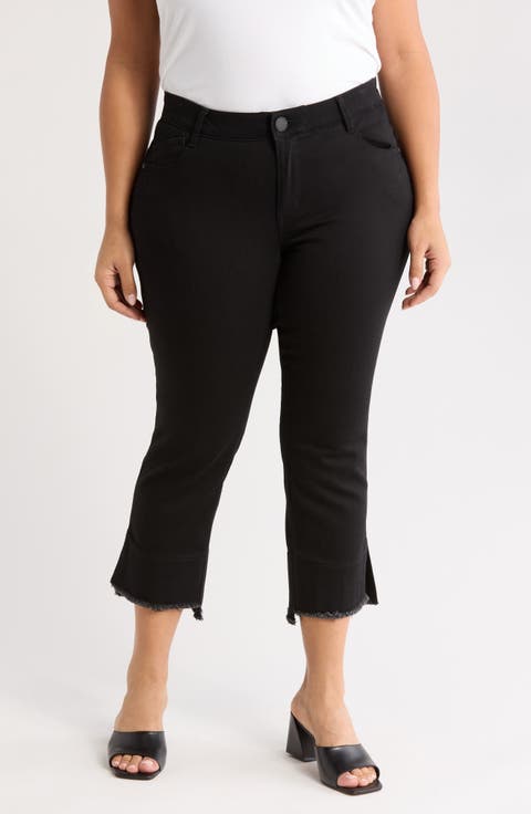 Fray Step Hem Kick Flare Jeans (Plus)