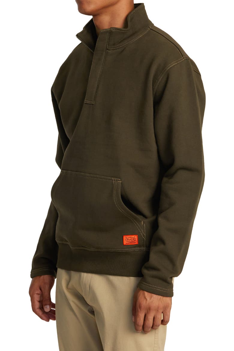Chainmail Half Zip Cotton Pullover, Alternate, color, CHOCOLATE