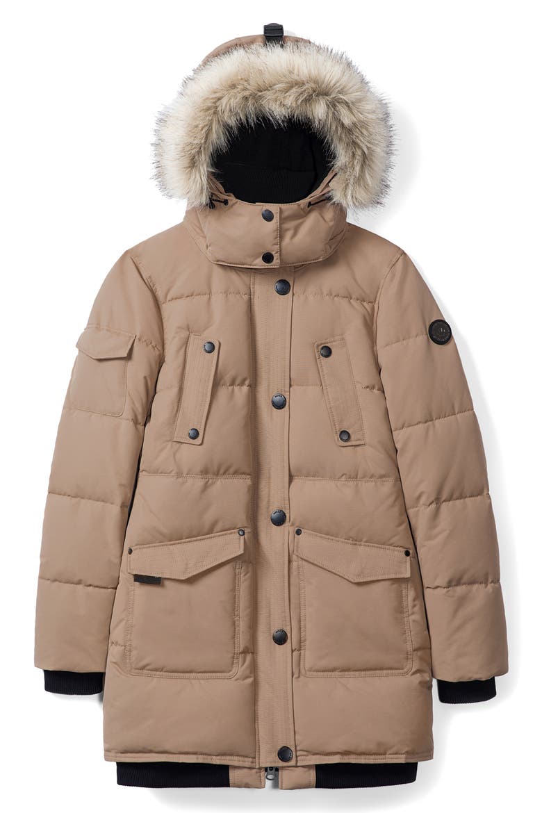 Astrid Heavyweight Faux Fur Trim Jacket, Alternate, color, SAND