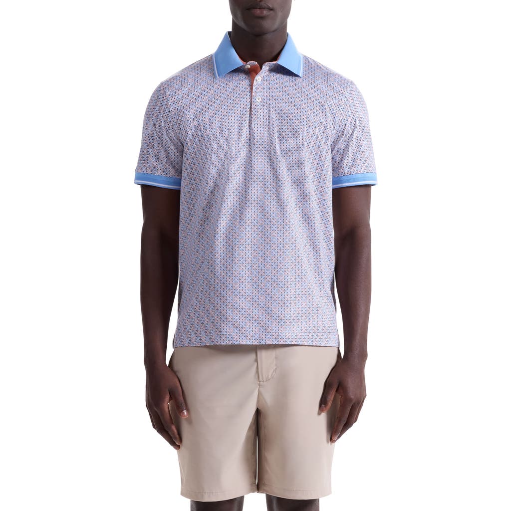 Bugatchi Vance Ooohcotton® Geo Print Polo In Blue