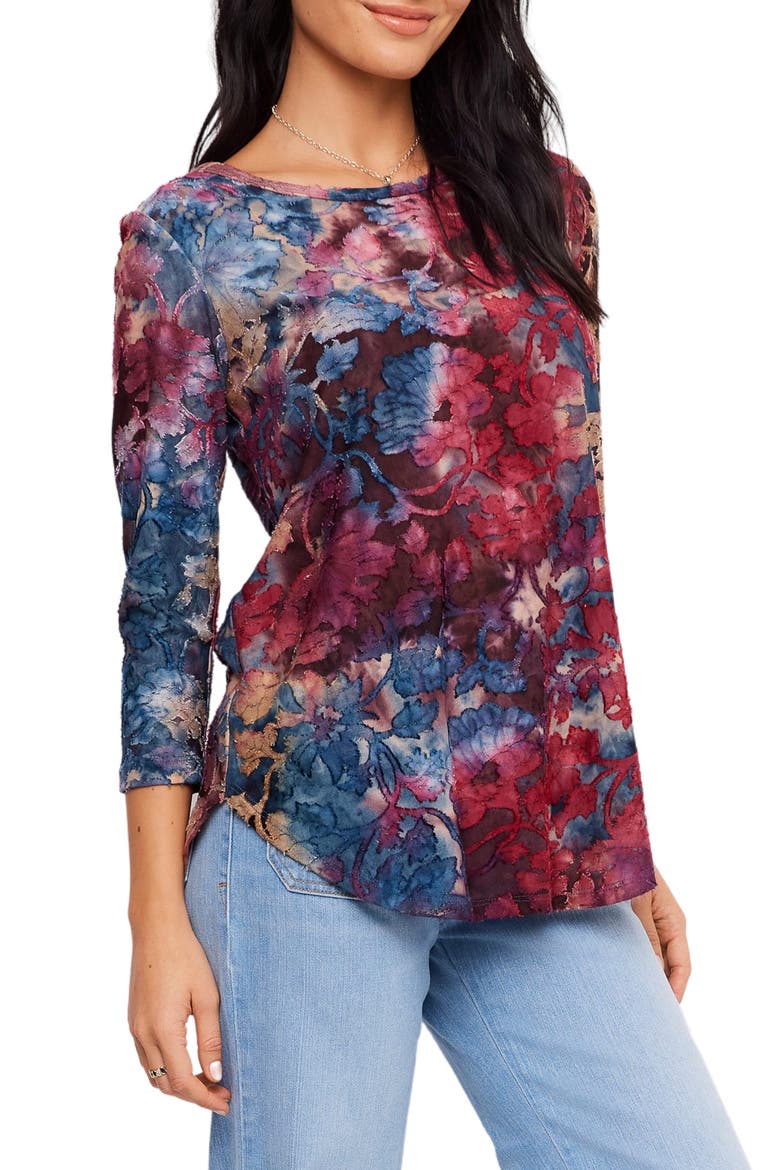 Floral Shirttail Top, Alternate, color, WINE