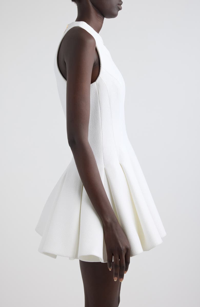 Balmain Pleated Fit & Flare Tweed Minidress, Alternate, color, 