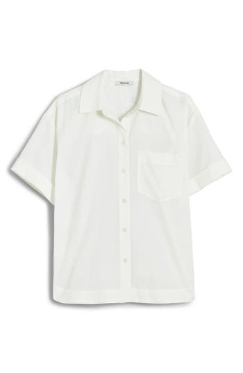 Madewell Oversize Boxy Short Sleeve Seersucker Button-up Shirt In Eyelet White
