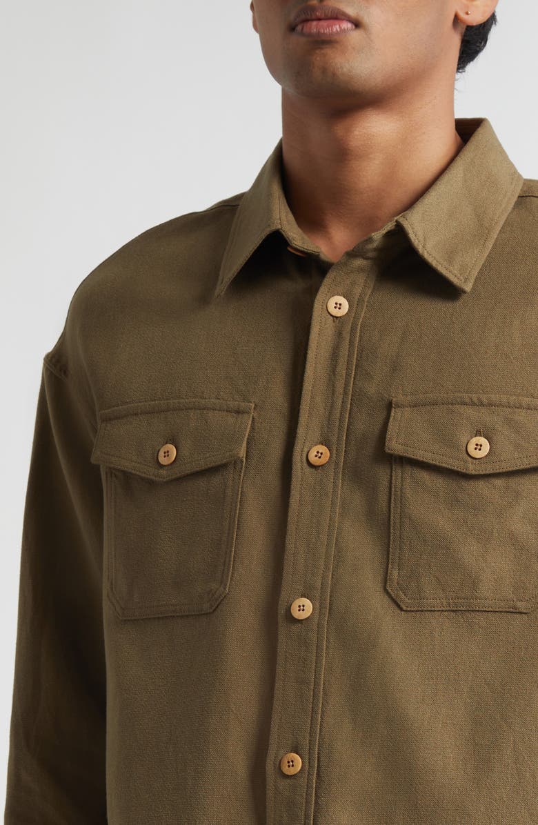 VISVIM Lumber Wool & Linen Button-Up Shirt, Alternate, color, Olive