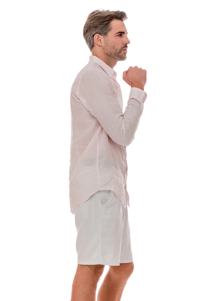Linen Resort Button-Up Shirt, Alternate, color, BABY PINK