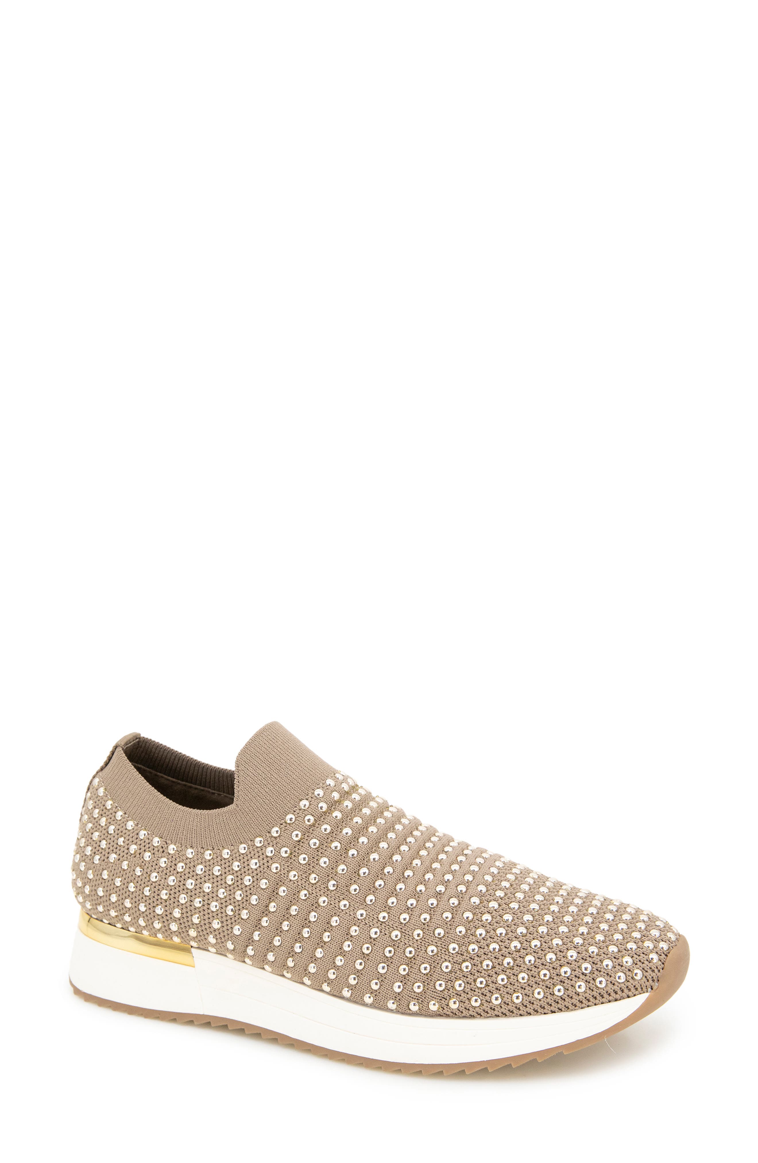 REACTION KENNETH COLE Cameron Embellished Jewel Platform Sneaker, Main, color, CLASSIC TAN KNIT