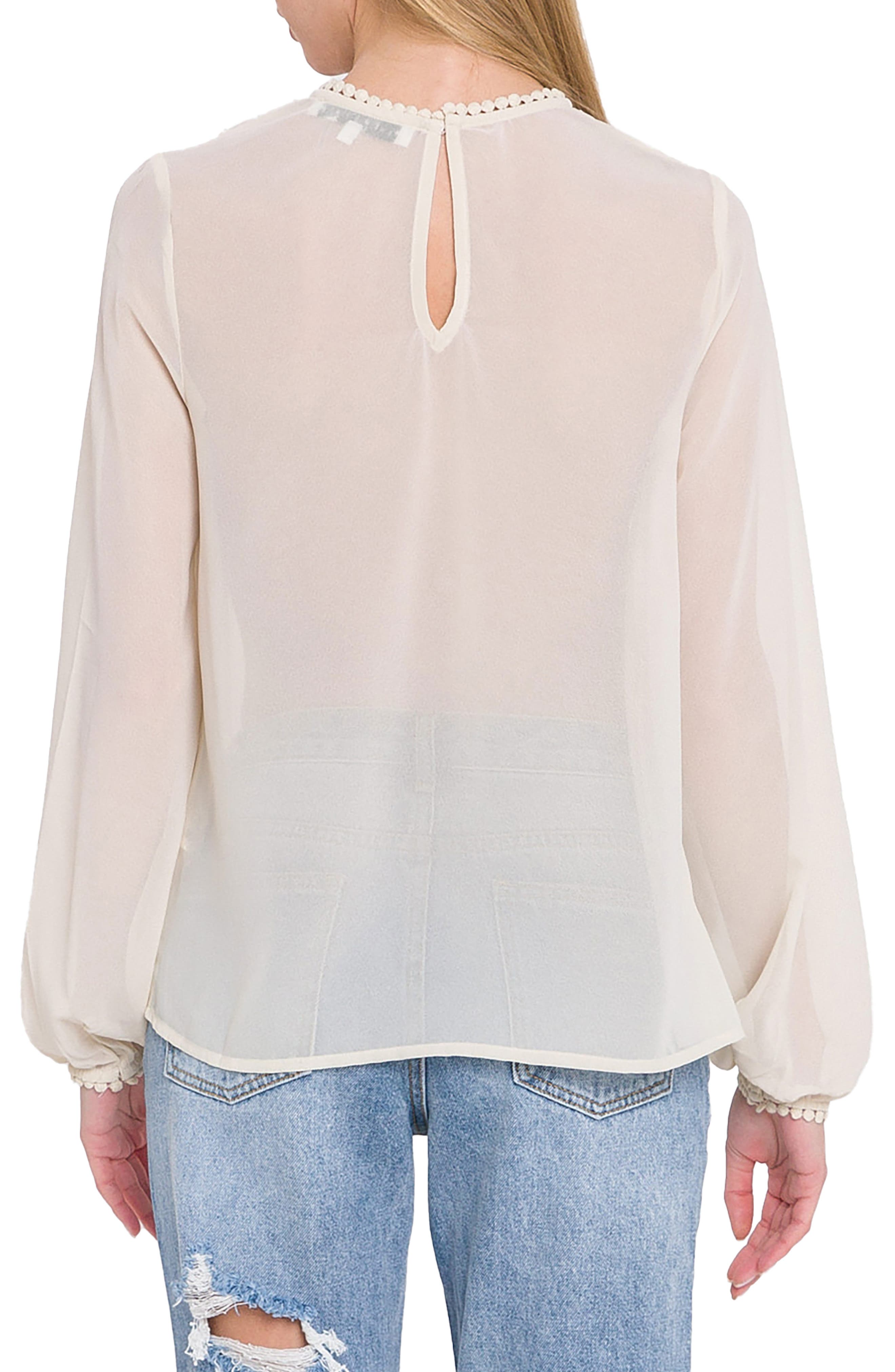 Ruffle & Lace Detail Chiffon Blouse - image 2
