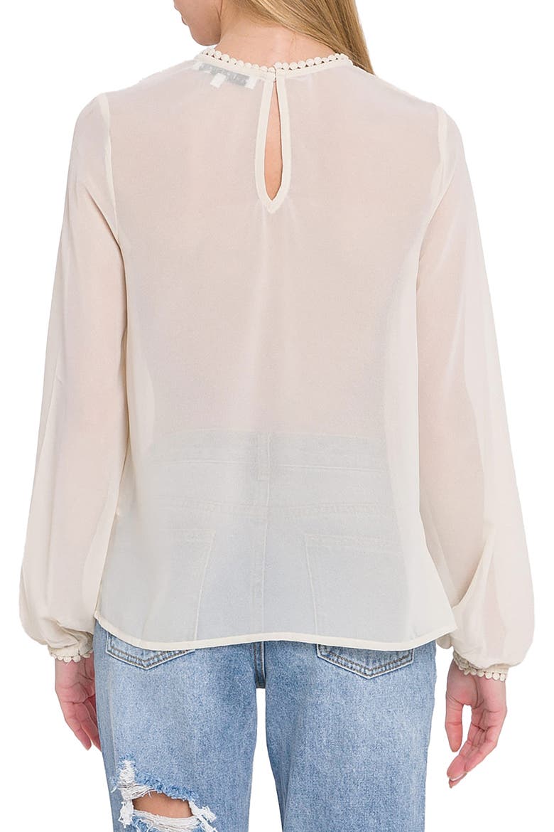 Ruffle & Lace Detail Chiffon Blouse, Alternate, color, IVORY