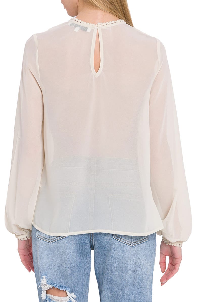 Endless Rose Ruffle & Lace Detail Chiffon Blouse, Alternate, color, Ivory
