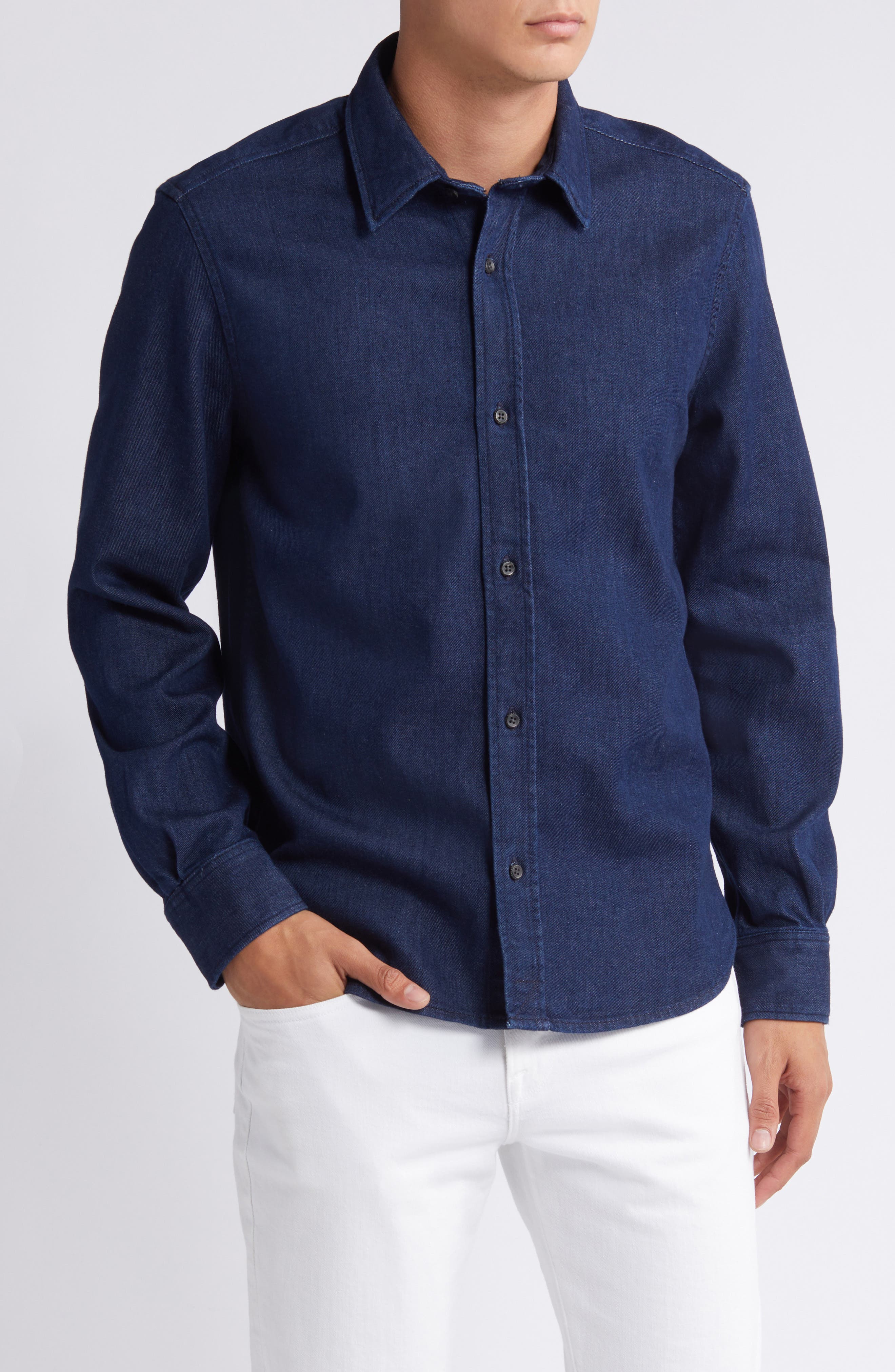 7 For All Mankind Left Hand Denim Button-Up Shirt