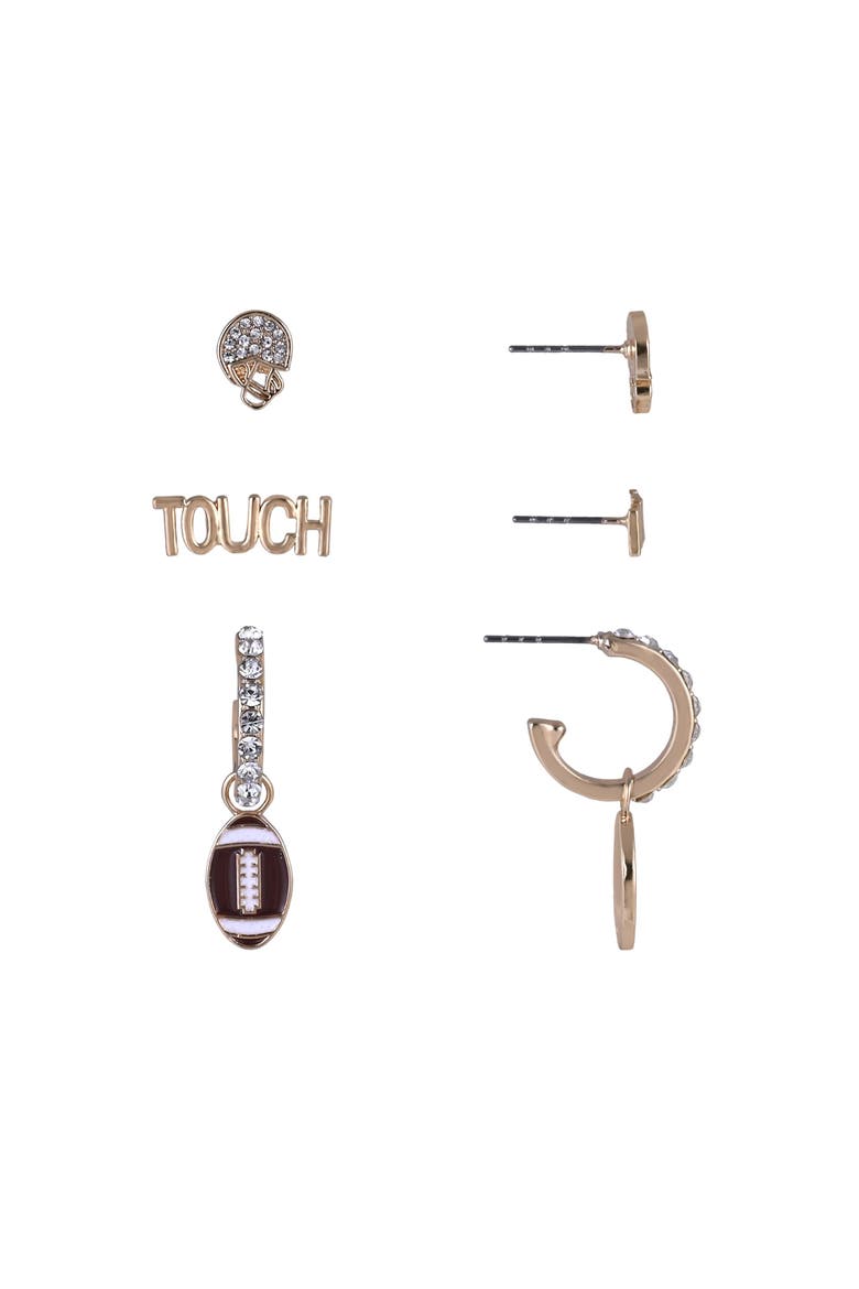 Game Day Trio Earring Set, Alternate, color, Brown